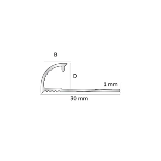Kakellist Mässing med Rund Öppen Profil, 12mm x 2.5m