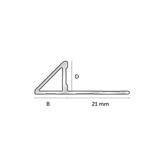Kakellist Aluminium Blank med Stängd <strong>45° Profil</strong>  12mm x 2.7m