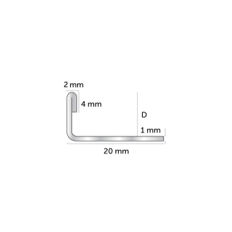 Kakellist i Blankt <strong>Rostfritt Stål L-Profil</strong> , 8mm x 2.5m
