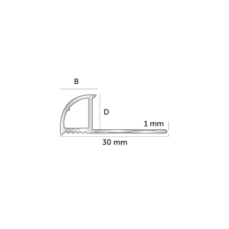 Kakellist i Blank Aluminium med Rund Stängd Profil, 6mm x 2.5m
