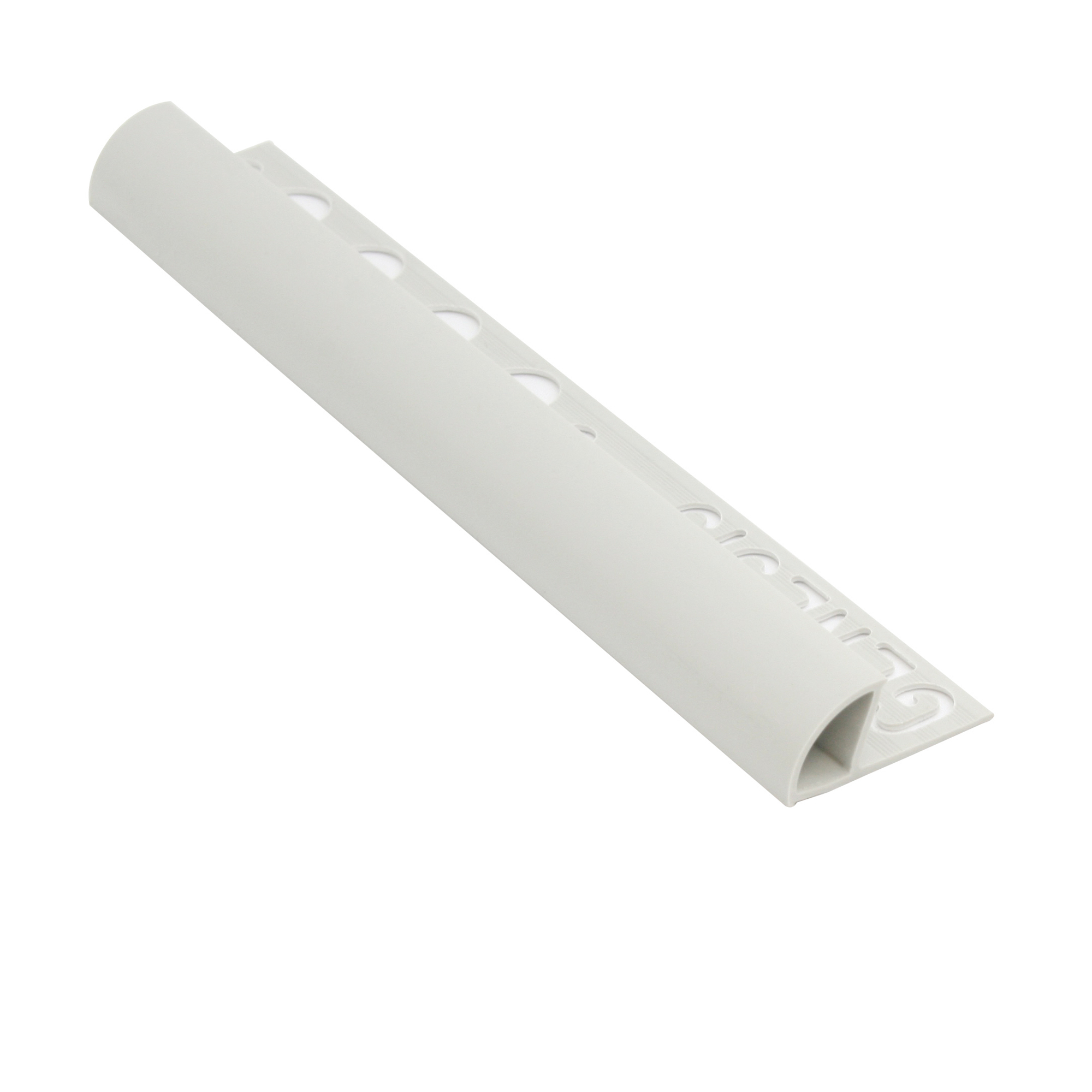 Kakellist i PVC Ljusgrå med Rund Stängd Profil, 6mm x 2.5m