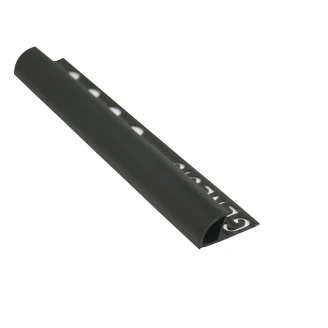 Kakellist i PVC Svart med Rund Stängd Profil, 8mm x 2.5m