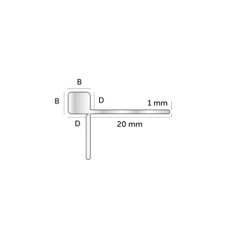 <strong>Mosaikkakellist</strong>  i Blank Aluminium, Kvadratisk Profil 8mm x 2.5m