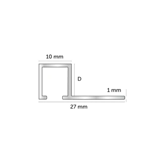 Kakellist Fyrkantsprofil Silver Blank, 8mm x 2.5m
