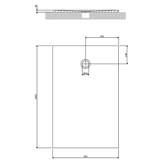 Omnires Halksäkert Kompositduschkar <strong>Aquapure M+</strong>  90x140 cm Vit Matt