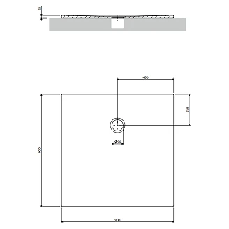 Omnires Halksäkert Kompositduschkar <strong>Aquapure M+</strong> 90x90 cm Vit Matt