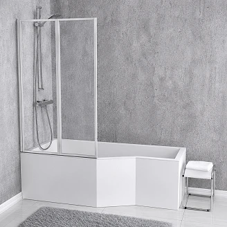 Duschbadkar Locarno Vit Blank Vänster 150 cm 2-delad Badkarsvägg (Utan Panel & Avlopp)