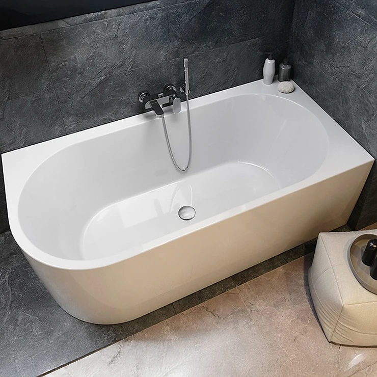 Väggnära Badkar Corselle Vit Blank 170 cm Höger med Krom Click-Clack Bottenventil