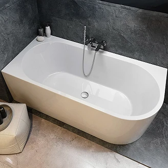 Väggnära Badkar <strong>Corselle</strong>  Vit Blank 170 cm Vänster med Krom Click-Clack Bottenventil