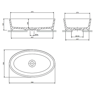 Omnires Tvättställ <strong>Bari M+</strong> Vit-Svart Blank 50x30 cm