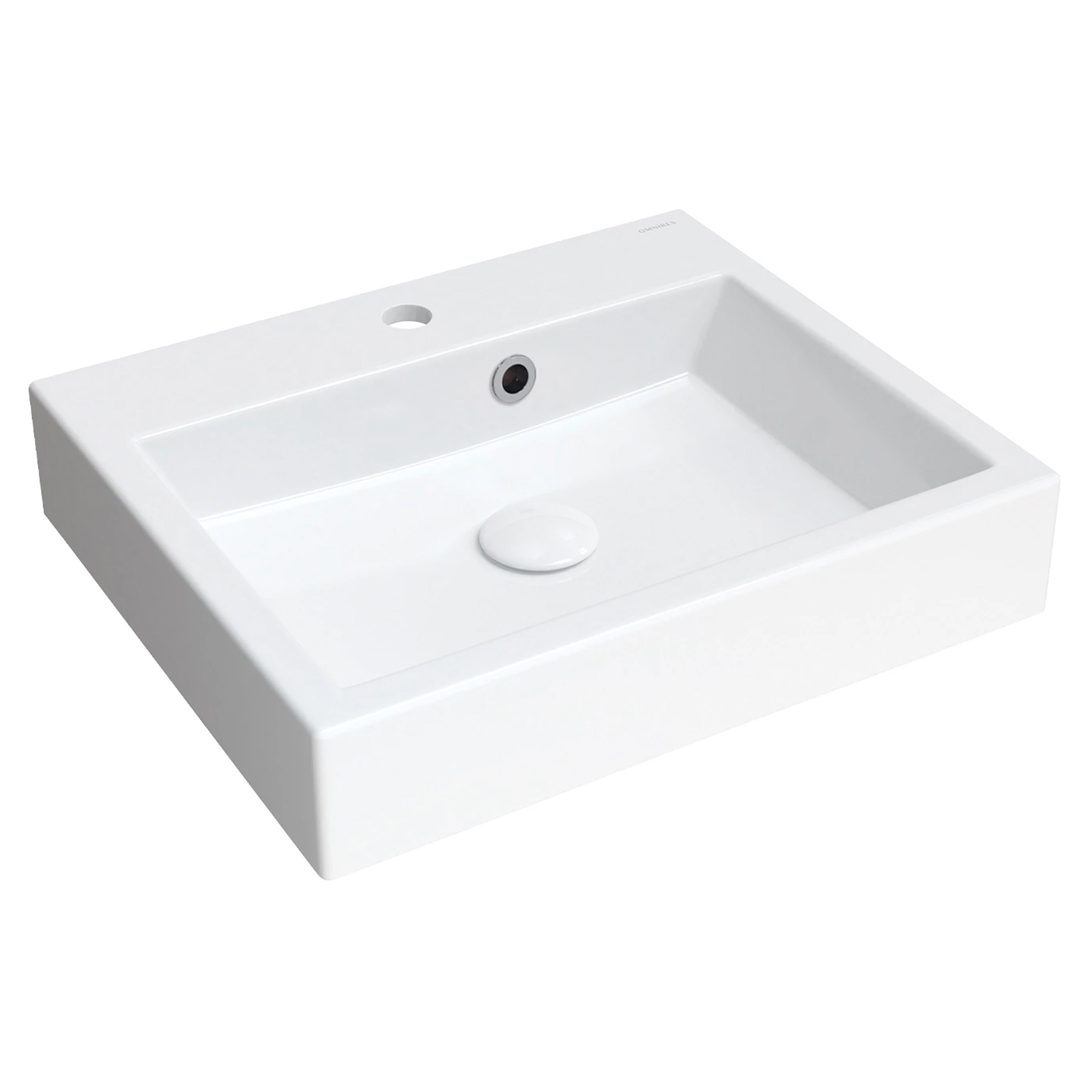 Omnires Väggmonterad Tvättställ Thasos M+ Vit Blank 50x42 cm med Bräddavlopp