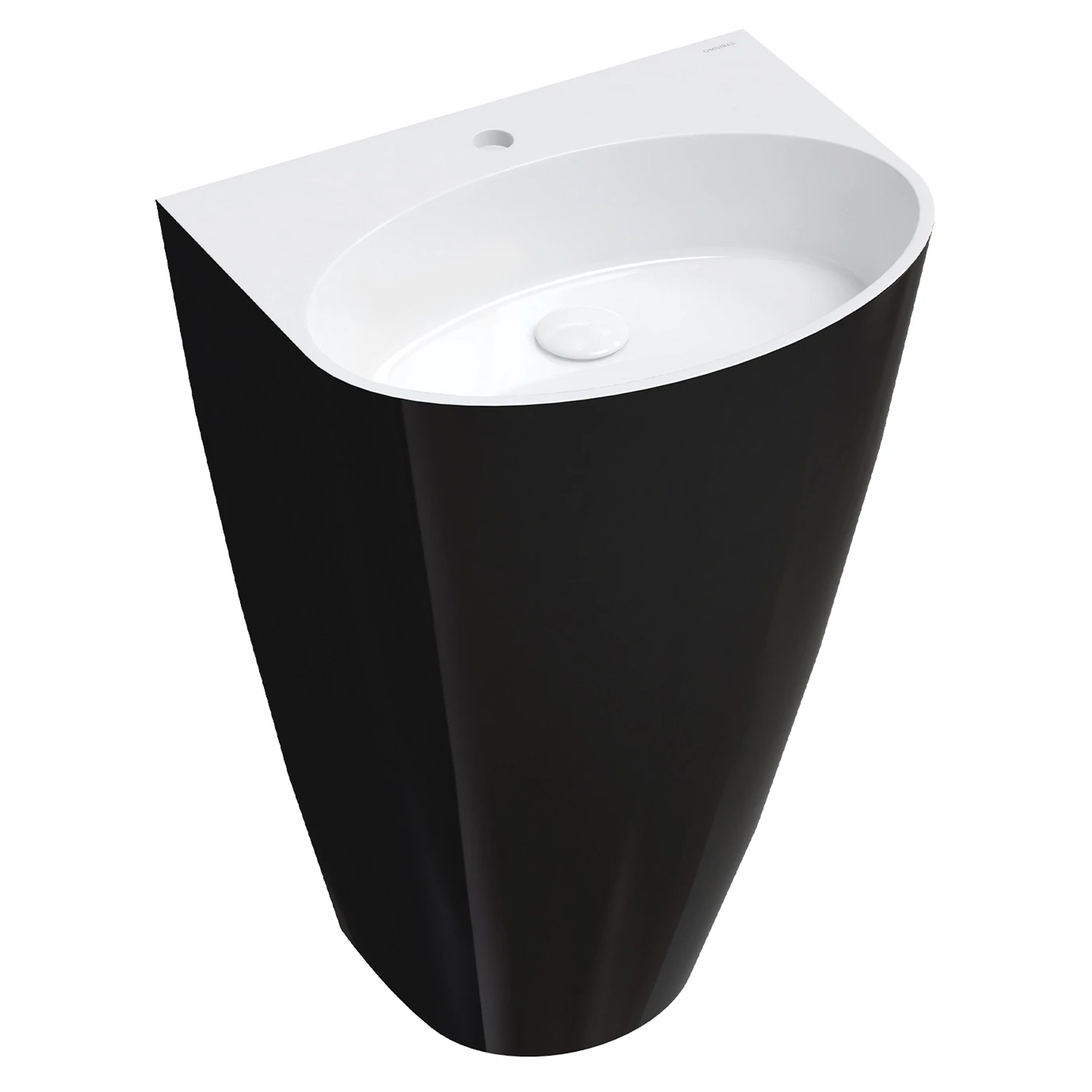 Omnires Golvstående Tvättställ Siena M+ Vit-Svart Blank 55x43 cm med Kranhål