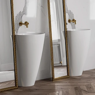 Omnires Golvstående Tvättställ <strong>Siena M+</strong>  Vit Blank 55x43 cm med Kranhål