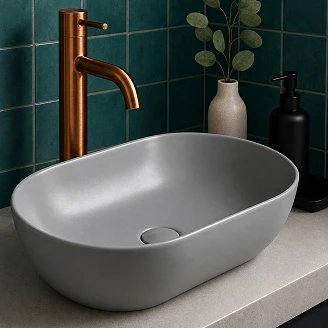 Tvättställ Oval <strong>Mila</strong>  Grå Matt 50x30 cm