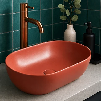 Tvättställ Oval <strong>Mila</strong>  Terrakotta Matt 50x30 cm