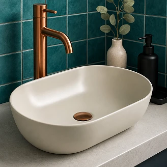 Tvättställ Oval <strong>Mila</strong>  Beige Matt 50x30 cm