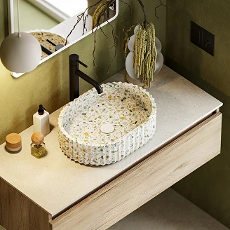 Terrazzo Tvättställ <strong>Ardo</strong>  Oval Grön Matt