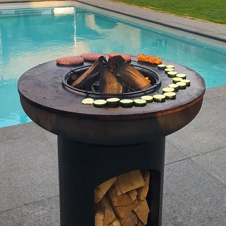 BonFeu <strong>Grillset</strong>  med BonBiza Eldstad Öppen Svart, Subbel Stålring för Grill, Grillgaller Rund & Lock