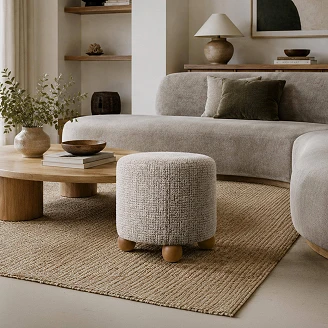 Sittpuff <strong>Vrelo</strong>  Taupe, Valnöt Ø38 cm