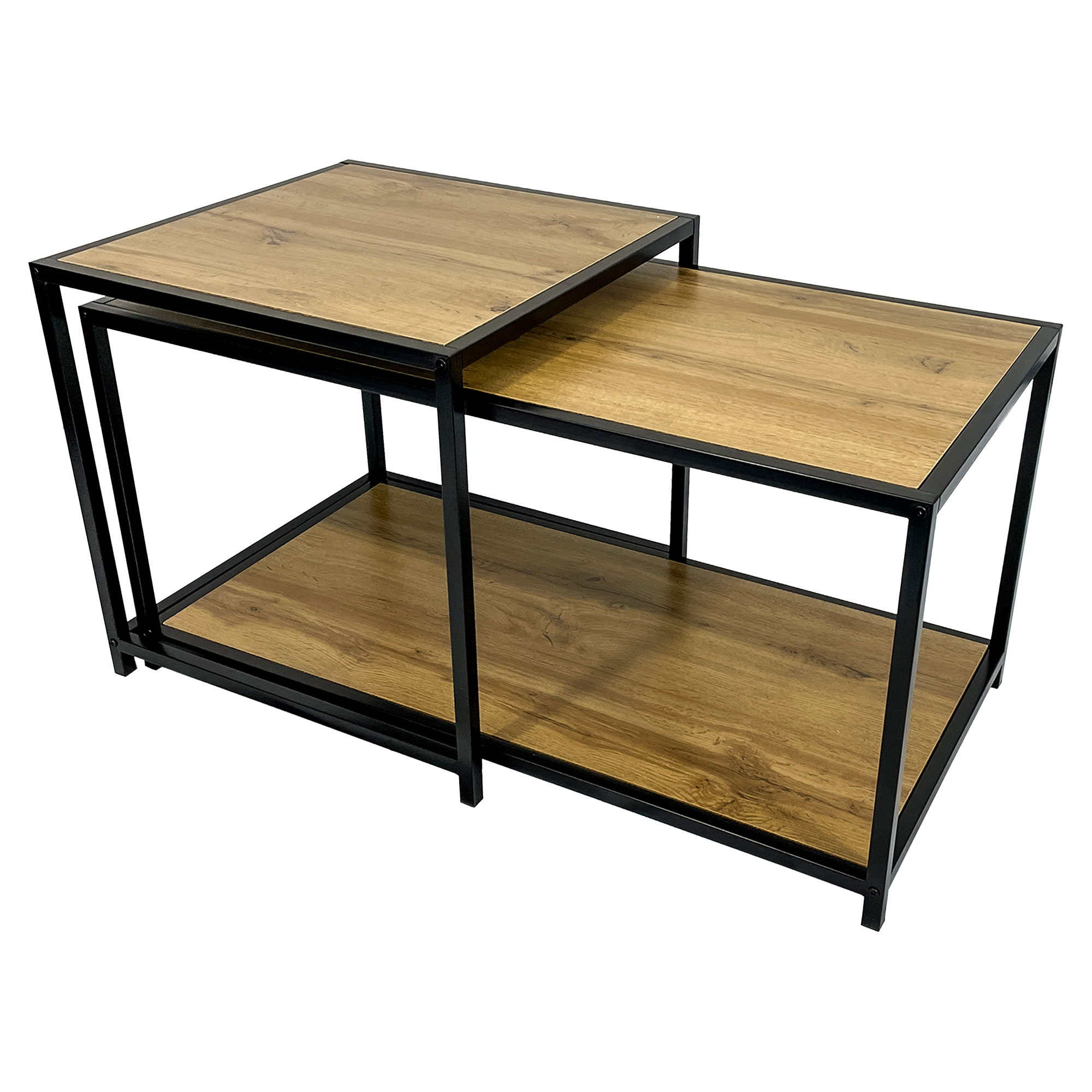 Set med 2 st Soffbord Ø50 & 90x45 cm Värne Ek