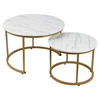 Set med Soffbord  Ø50 & Ø70 cm <strong>Nimbi</strong>  Vit, Guld