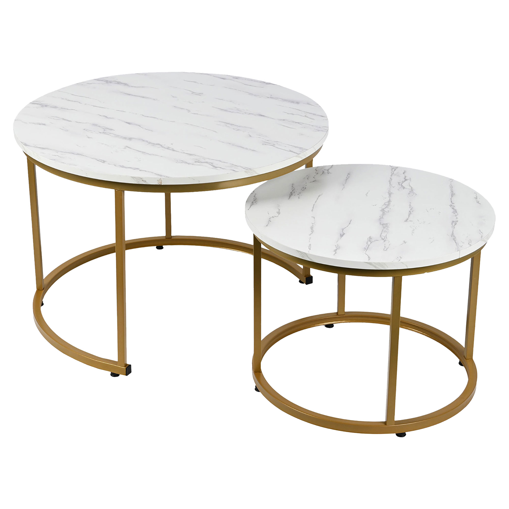 Set med Soffbord  Ø50 & Ø70 cm Nimbi Vit, Guld