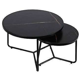 Set med Soffbord  Ø50 & Ø70 cm <strong>Norvi</strong>  Svart Marmor