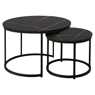 Set med Soffbord  Ø50 & Ø70 cm <strong>Meldre</strong>  Svart