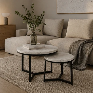 Set med Soffbord  Ø40 & Ø60 cm <strong>Kredo</strong>  Grå Marmor