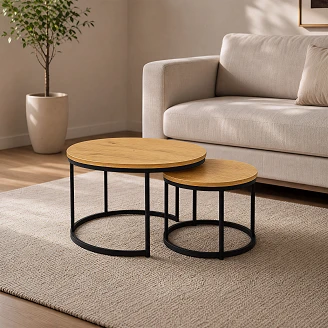 Set med Soffbord  Ø50 & Ø70 cm <strong>Strello</strong>  Ek