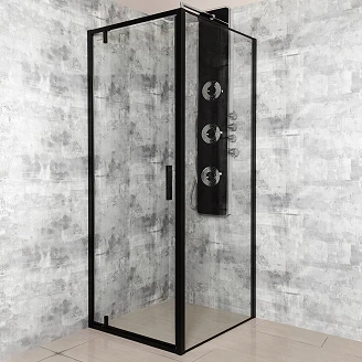 Duschhörn <strong>Solcore</strong>  90x70 cm Svart Matt Pivot