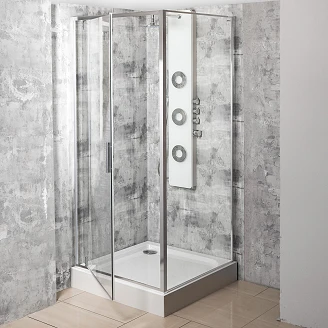 Duschhörn <strong>Solcore</strong>  70x90 cm Krom Blank Pivot