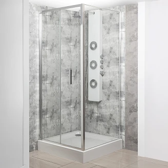 Duschhörn <strong>Solcore</strong>  80x100 cm Krom Blank Vikbar