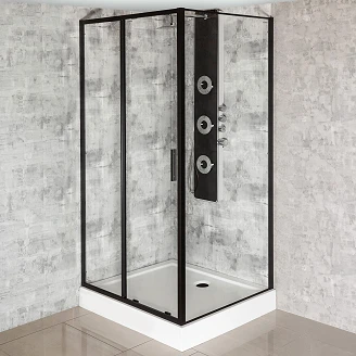 Duschhörn <strong>Solcore</strong>  120x90 cm Svart Matt Skjutbar