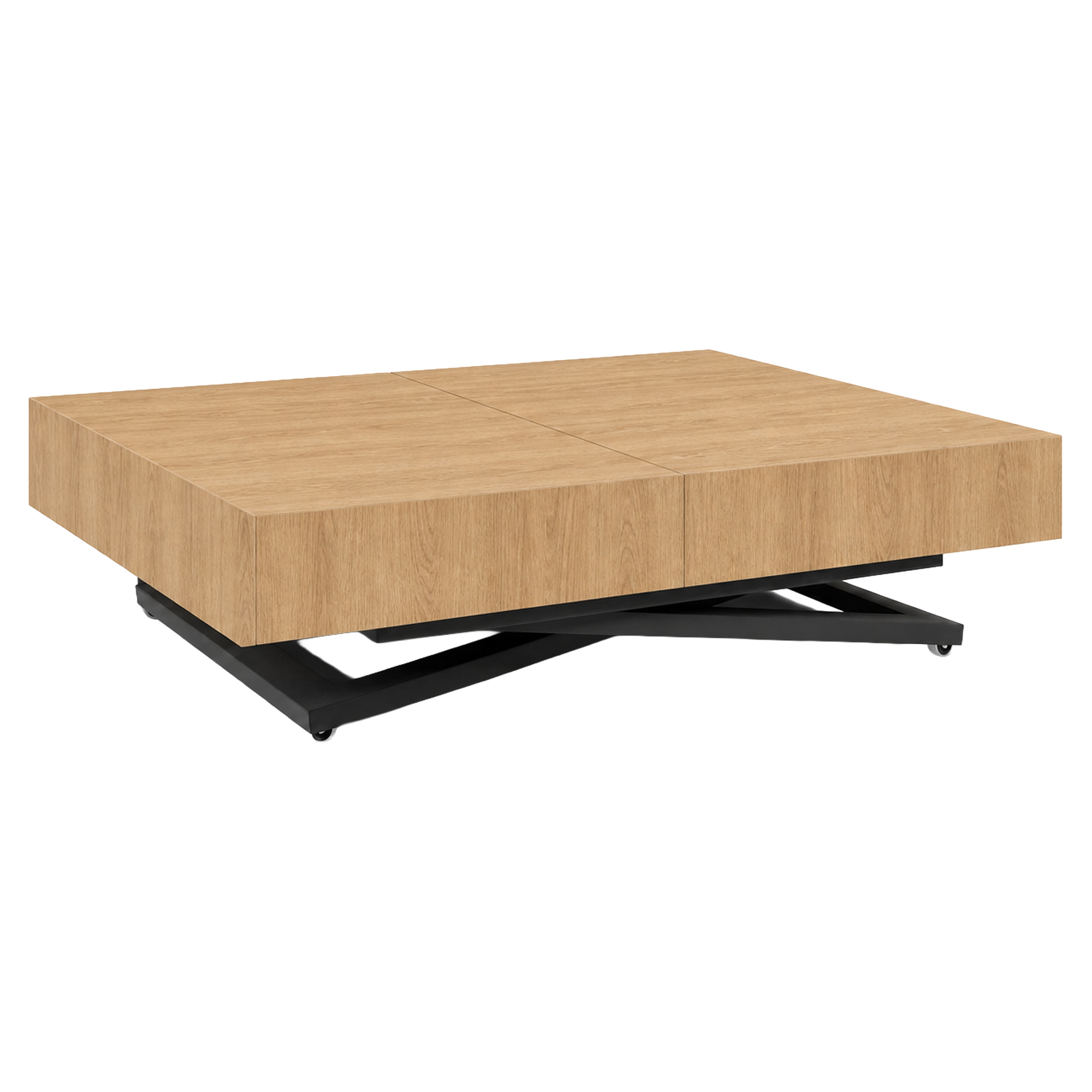 Bord Utdragbart Mimosa Naturlig Hikora-Ek 120 cm med U-Ben & Justerbar Höjd