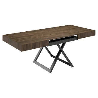 Bord Utdragbart <strong>Mimosa</strong>  Franklin Tobaksvalnöt 120 cm med U-Ben & Justerbar Höjd
