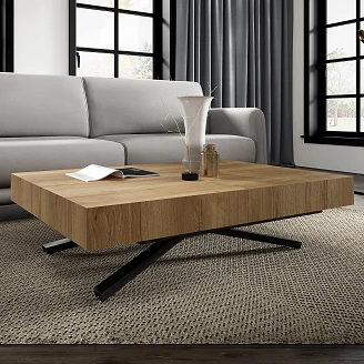 Bord Utdragbart <strong>Mimosa</strong>  Naturlig Halifax-Ek 120 cm med X-Ben & Justerbar Höjd