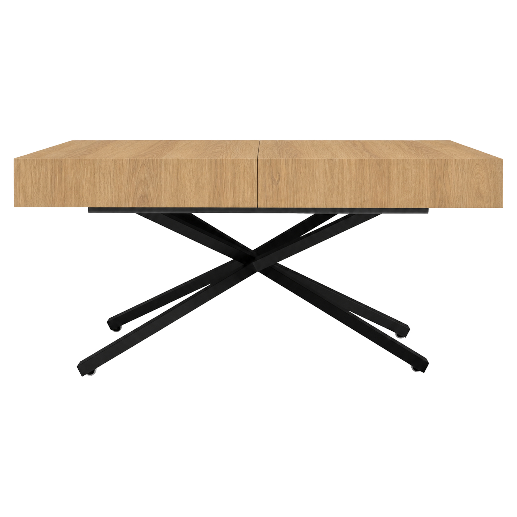 Bord Utdragbart Mimosa Naturlig Hikora-Ek 120 cm med X-Ben & Justerbar Höjd