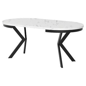 Matbord med Kant Utdragbart <strong>Skadi</strong>  Bianco Marmor, Brons Ø100/176 cm