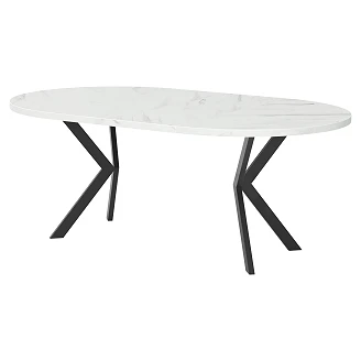 Matbord Utdragbart <strong>Skadi</strong>  Bianco Marmor Ø120/196 cm