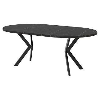 Matbord Utdragbart <strong>Skadi</strong>  Svart Grigia Pietra Ø120/196 cm