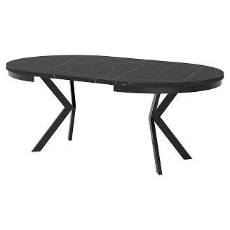 Matbord med Kant Utdragbart <strong>Skadi</strong>  Svart Grigia Pietra Ø120/196 cm