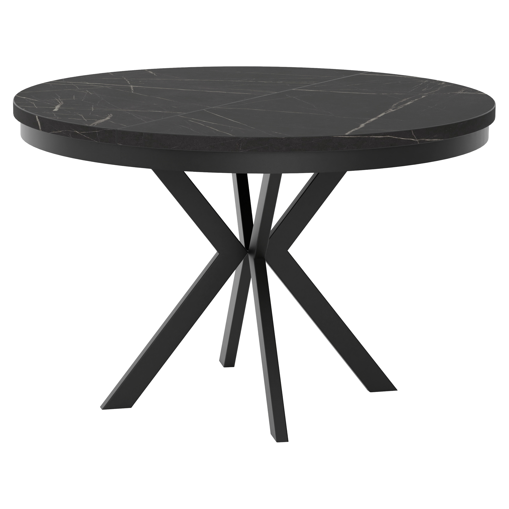 Matbord med Kant Utdragbart Skadi Svart Grigia Pietra Ø120/196 cm