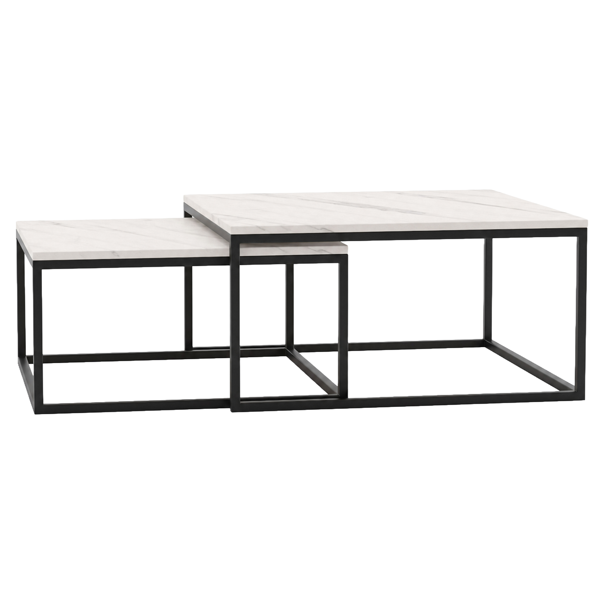 Set med Soffbord Congo Bianco Marmor  77 & 67 cm