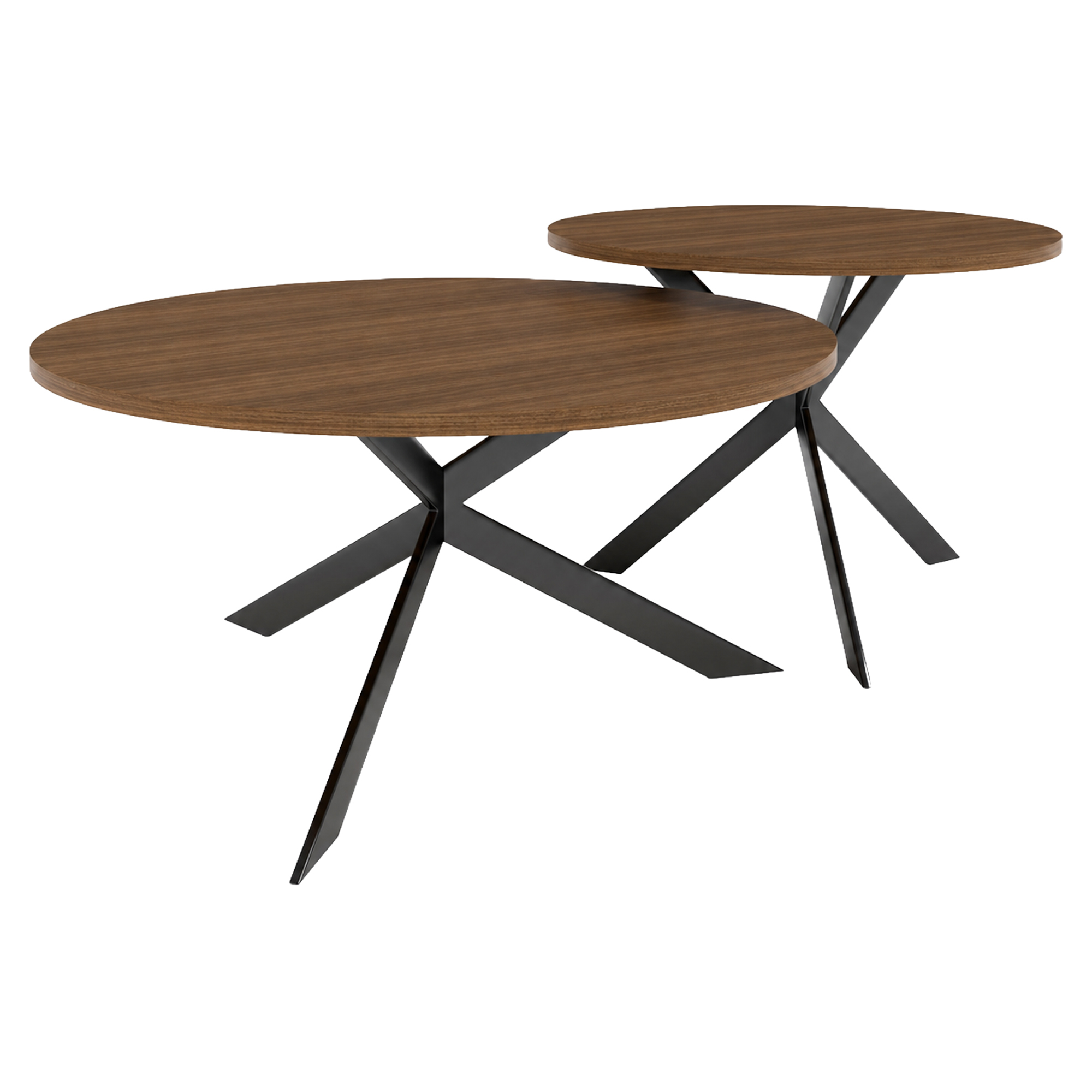 Set med Soffbord Salween Franklin Tobaksvalnöt Ø75 & Ø58 cm