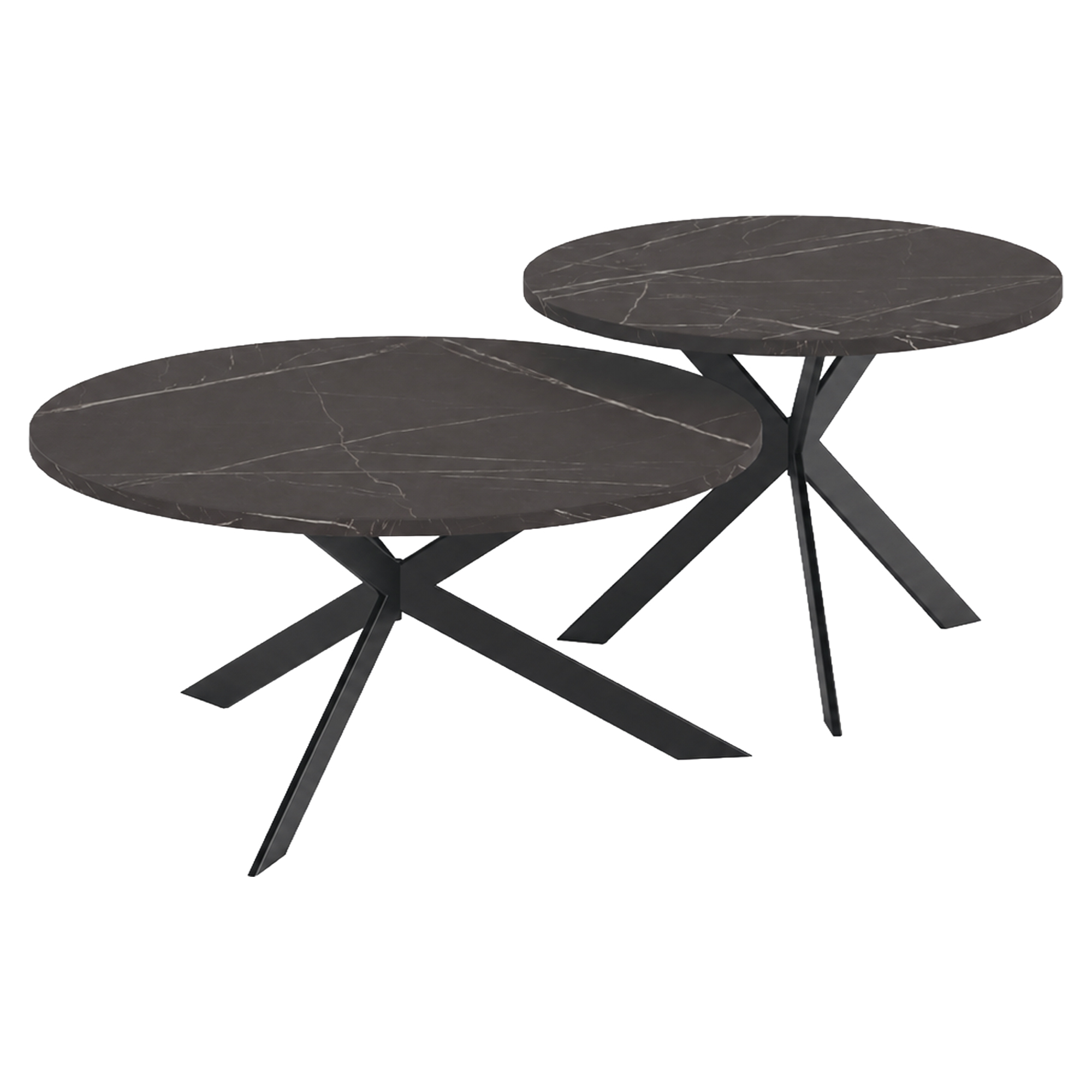 Set med Soffbord Salween Svart Grigia Pietra Ø75 & Ø58 cm