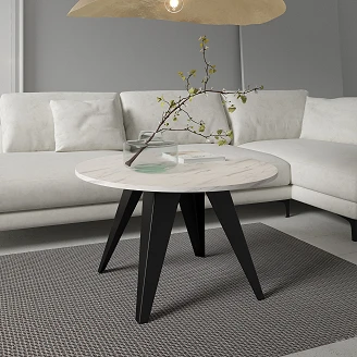 Soffbord <strong>Tarim</strong>  Bianco Marmor Ø75 cm