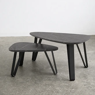 Set med Soffbord <strong>Grande</strong>  Svart Grigia Pietra 94 & 63 cm