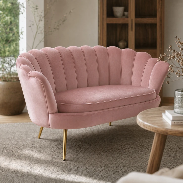 Soffa med Ben Guld Hightlands Rosa