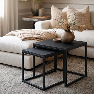 Set med Sidobord <strong>Ellison</strong>  Svart 50x50 cm & 40x40 cm